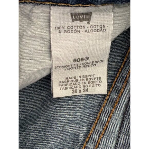 LEVI'S 505 STRAIGHT FIT MENS DENIM BLUE JEANS SIZE 36X34 TALL-LONG 100% COTTON - Picture 7 of 10